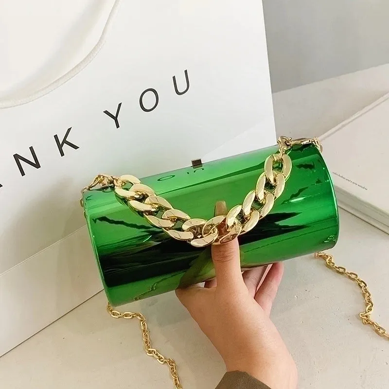 Black Green Rose Red Arylic Solid Color Cylindrical Evening Bags