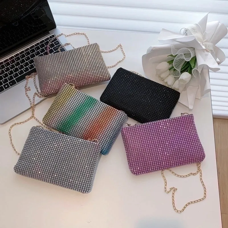 Black Pink Gold Pu Leather Solid Color Square Evening Bags