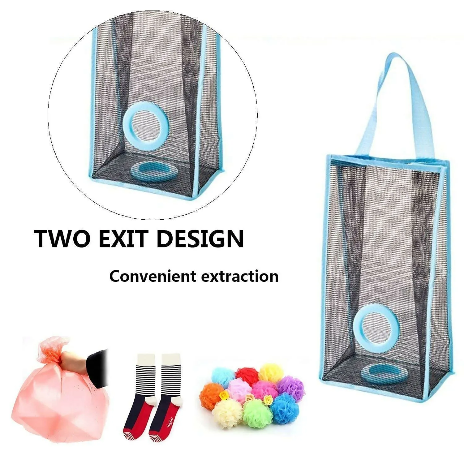 Breathable Mesh Hanging Garbage Bag Storage Holder (Large, Pack of 1)