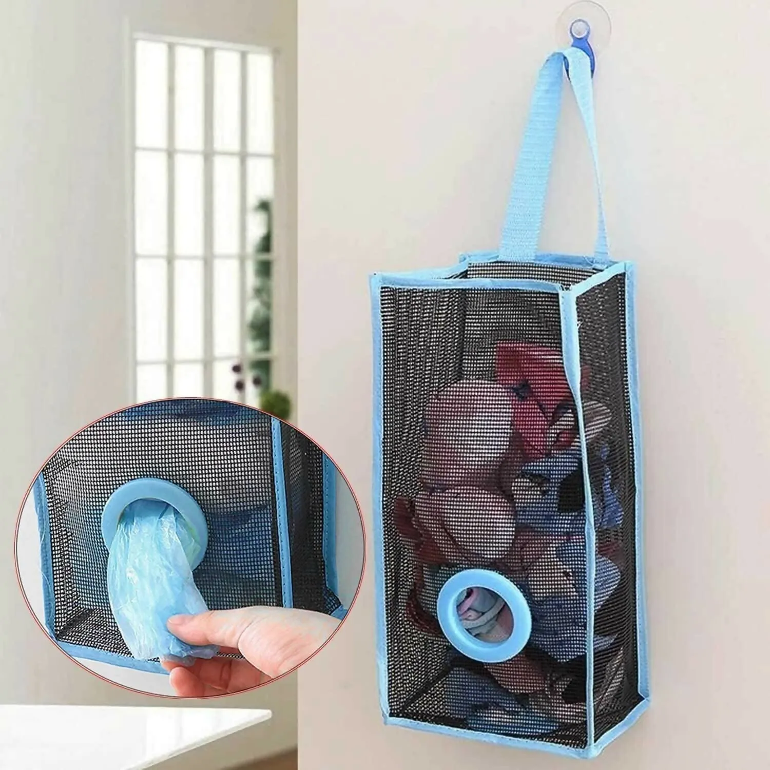 Breathable Mesh Hanging Garbage Bag Storage Holder (Large, Pack of 1)