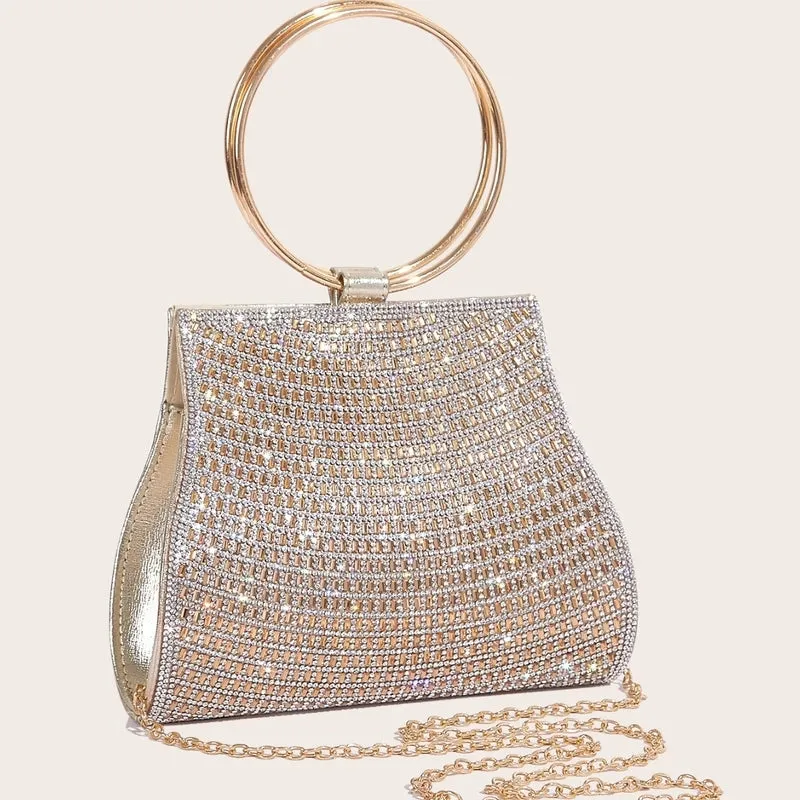 Gold Black Silver Pu Leather Solid Color Shell Evening Bags