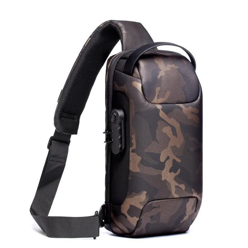 Men Travel Messenger Waterproof USB Anti-theft Multifunction Crossbody Bag