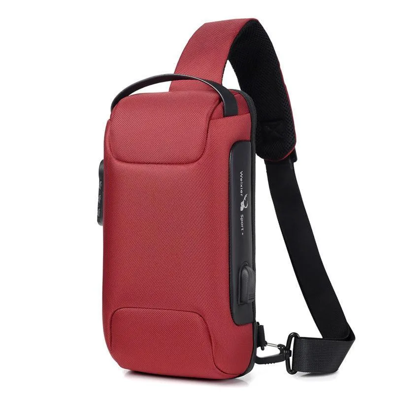 Men Travel Messenger Waterproof USB Anti-theft Multifunction Crossbody Bag