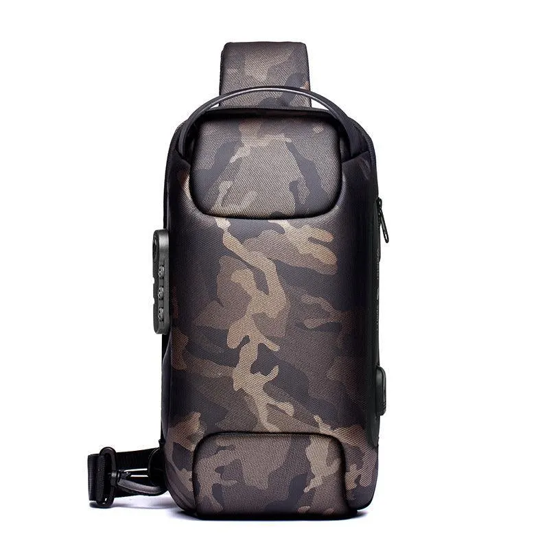 Men Travel Messenger Waterproof USB Anti-theft Multifunction Crossbody Bag