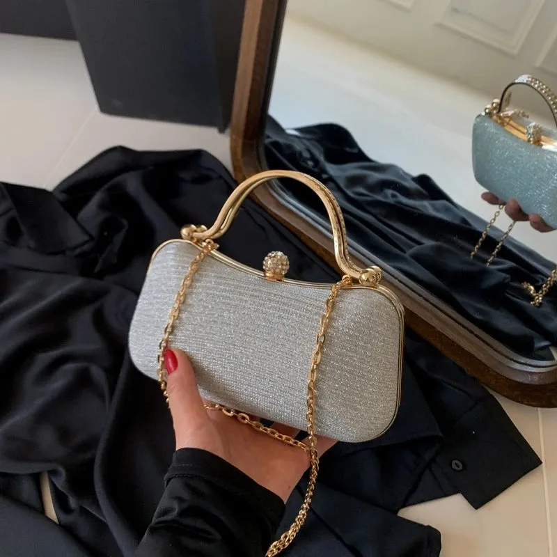 Pink Blue Gold Pu Leather Solid Color Square Evening Bags