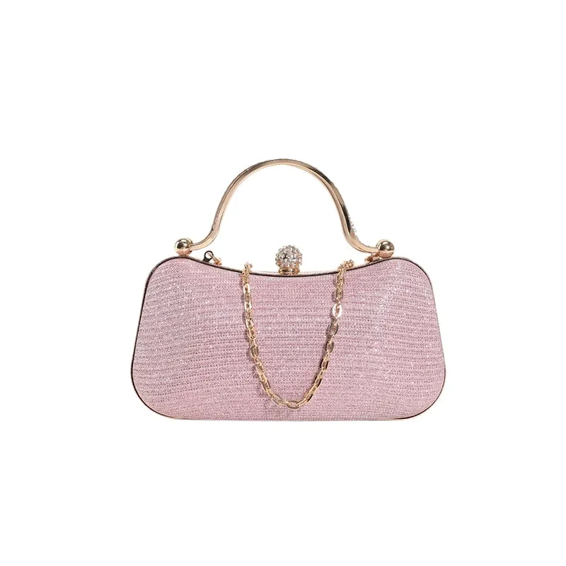 Pink Blue Gold Pu Leather Solid Color Square Evening Bags