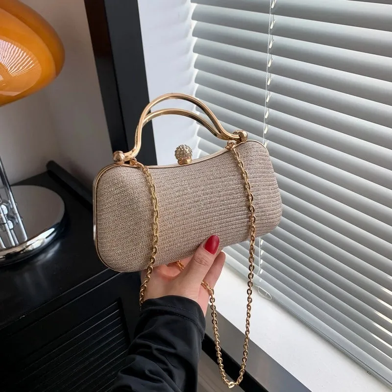 Pink Blue Gold Pu Leather Solid Color Square Evening Bags