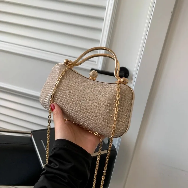 Pink Blue Gold Pu Leather Solid Color Square Evening Bags
