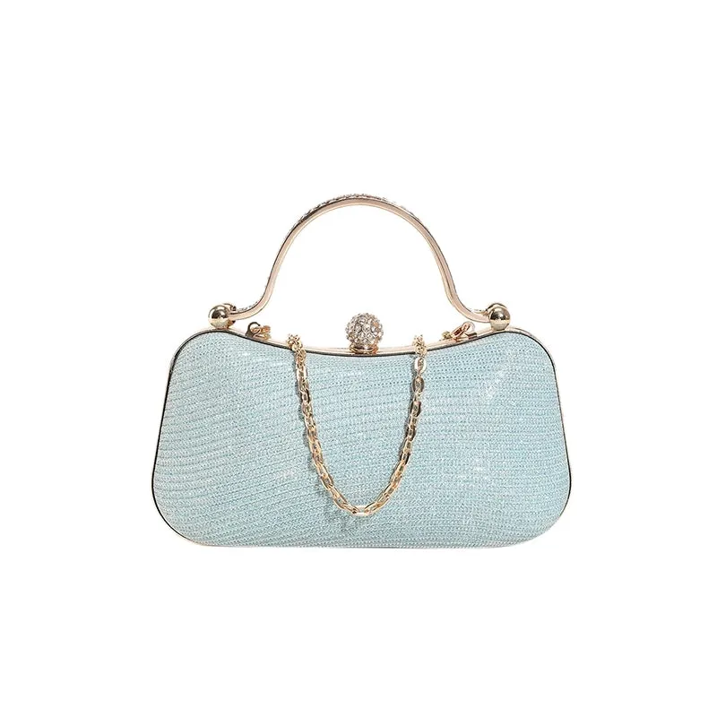 Pink Blue Gold Pu Leather Solid Color Square Evening Bags