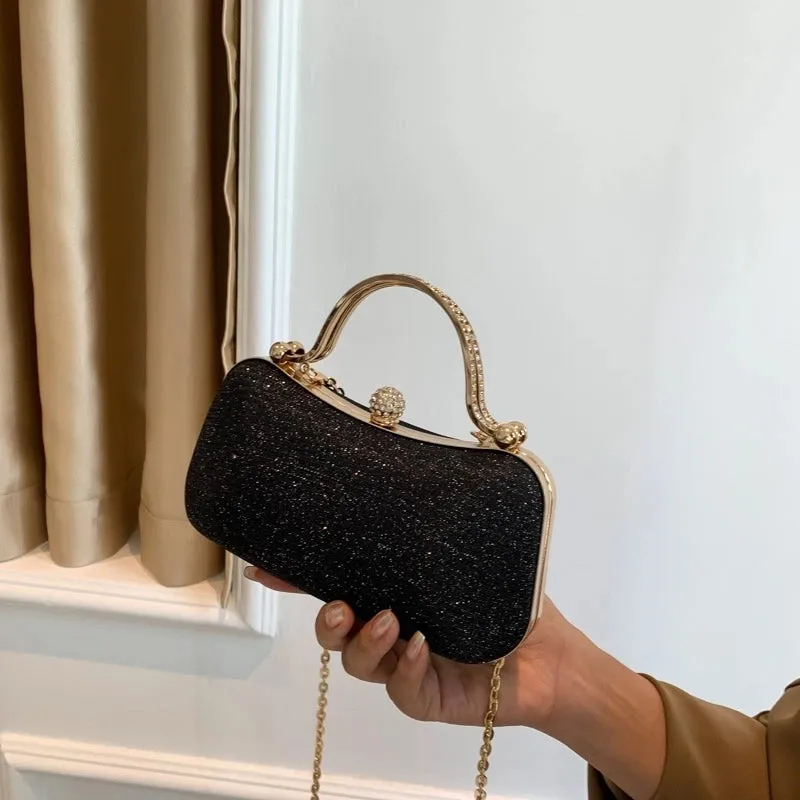Pink Blue Gold Pu Leather Solid Color Square Evening Bags