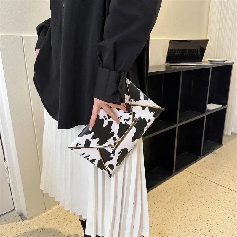 Pu Leather Color Block Square Evening Bags