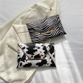 Pu Leather Color Block Square Evening Bags