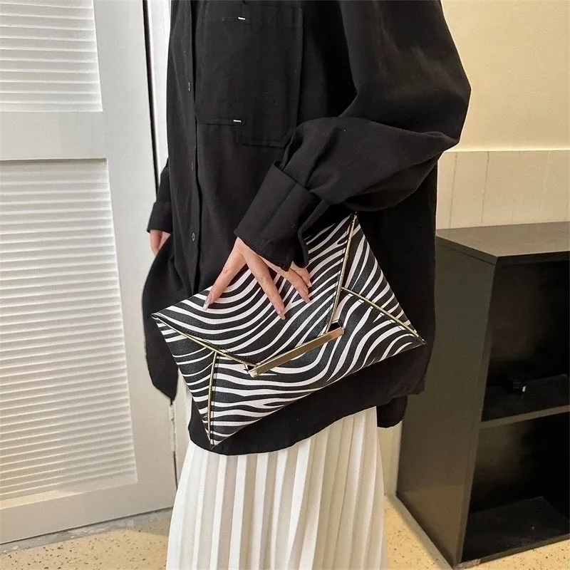 Pu Leather Color Block Square Evening Bags